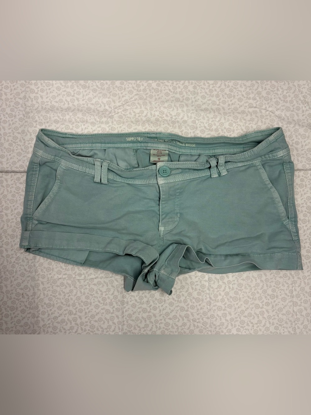 Mossimo Supply Co. Women's Blue Mid Rise Twill Chino Shorts Size 12 With Pockets